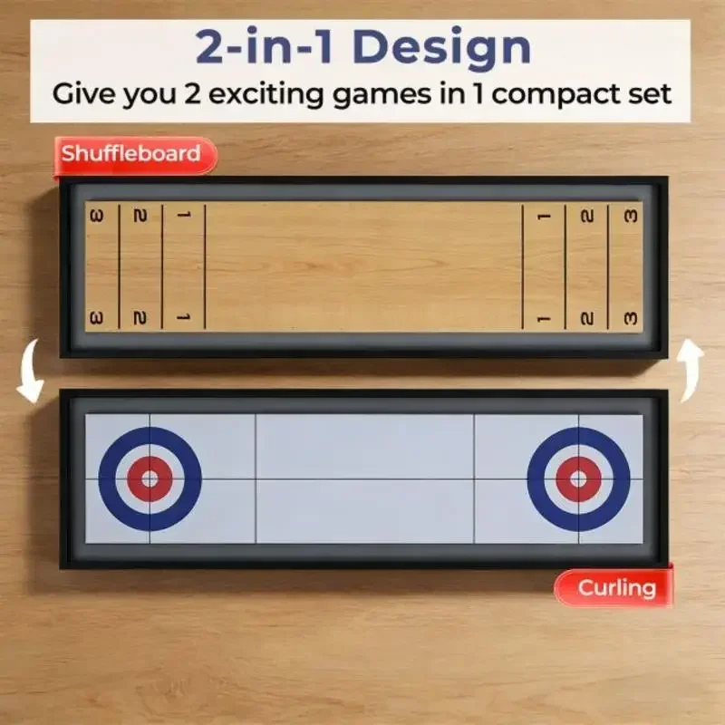 Shuffleboard and Curling 2 in 1 Board Game Portable 2-Sided Tabletop Shuffle Board Game
Shuffleboard and Curling 2 in 1 Board Game Portable 2-Sided Tabletop Shuffle Board Game