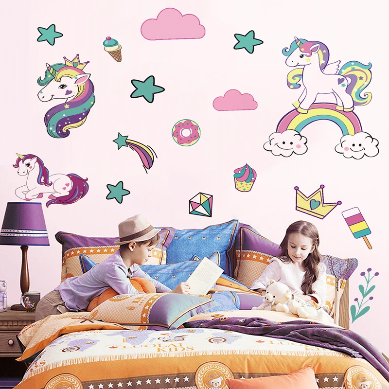 Cartoon Crown Rainbow Stars Clouds Pony Unicorn Wall Stickers for Home Nursery Room Decoration Girls Baby Favorite Anime Poster
Cartoon Crown Rainbow Stars Clouds Pony Unicorn Wall Stickers for Home Nursery Room Decoration Girls Baby Favorite Anime Poster