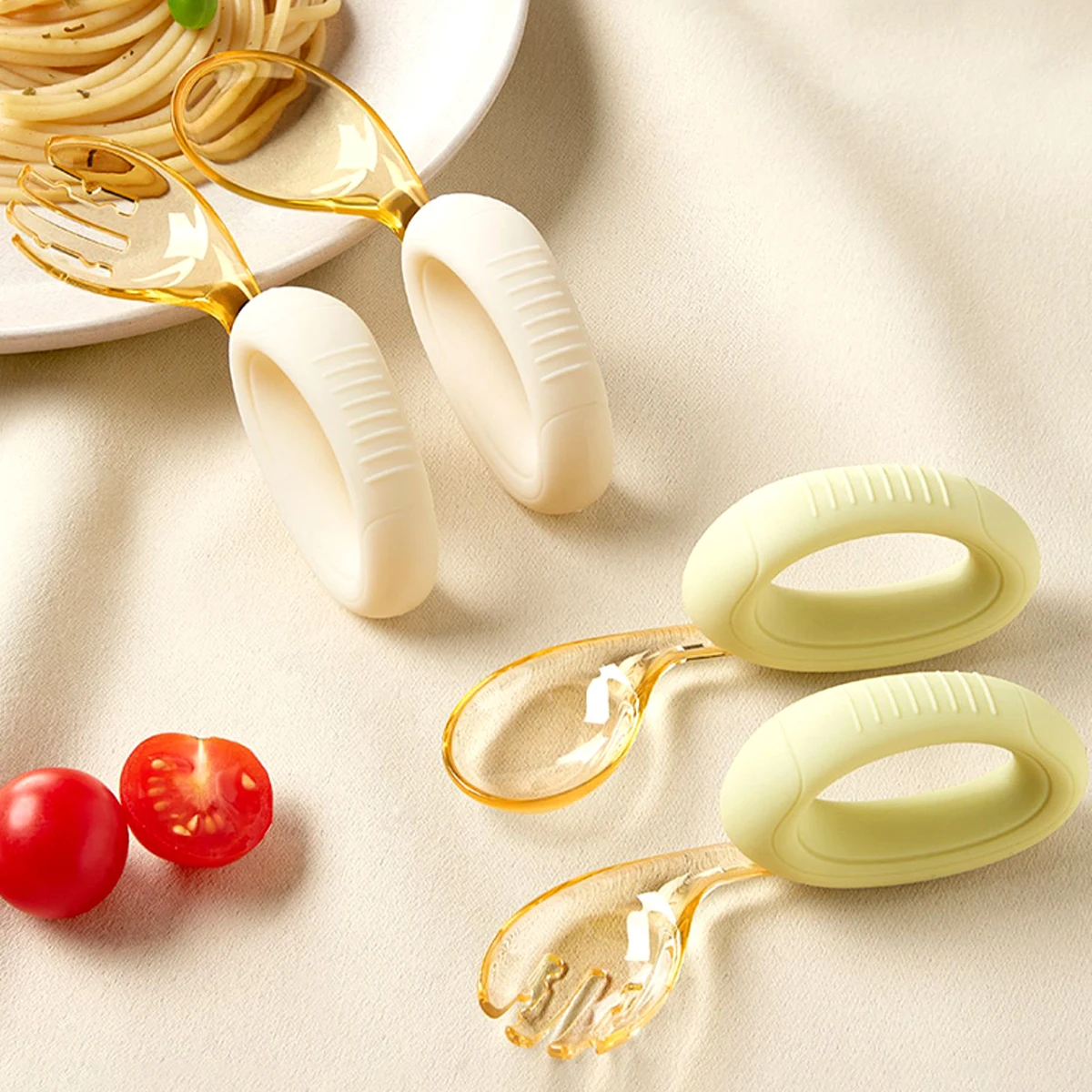 Baby Cutlery Set With Curved Silicone Handle Children's Spoon and Fork Sets Reusable Baby Learning Spoon for Toddlers and Girls
Baby Cutlery Set With Curved Silicone Handle Children's Spoon and Fork Sets Reusable Baby Learning Spoon for Toddlers and Girls