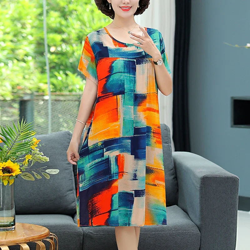 New 2023 Casual Vintage Summer Dress for Women Print Flowers Short Sleeve O-neck Dresses Printing Ladies Party Dress B188
New 2023 Casual Vintage Summer Dress for Women Print Flowers Short Sleeve O-neck Dresses Printing Ladies Party Dress B188