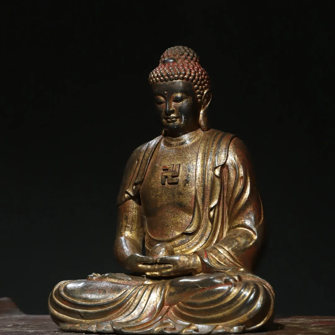 9"Tibetan Temple Collection Old Bronze Cinnabar Mud gold Amitabha Shakyamuni Sitting Buddha Worship Hall Town house Exorcism
9"Tibetan Temple Collection Old Bronze Cinnabar Mud gold Amitabha Shakyamuni Sitting Buddha Worship Hall Town house Exorcism