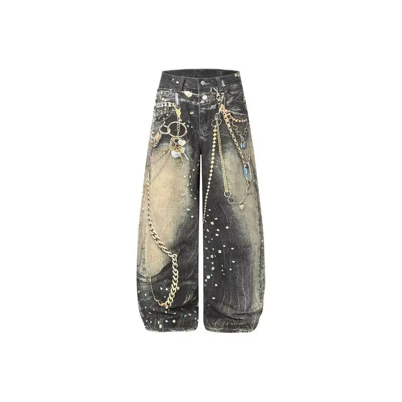 Mr. WH 3D Printing Black Gold Chain Illusion Jeans Loose Straight Leg Long Pants Men's Women's American Wide Leg Jeans
Mr. WH 3D Printing Black Gold Chain Illusion Jeans Loose Straight Leg Long Pants Men's Women's American Wide Leg Jeans