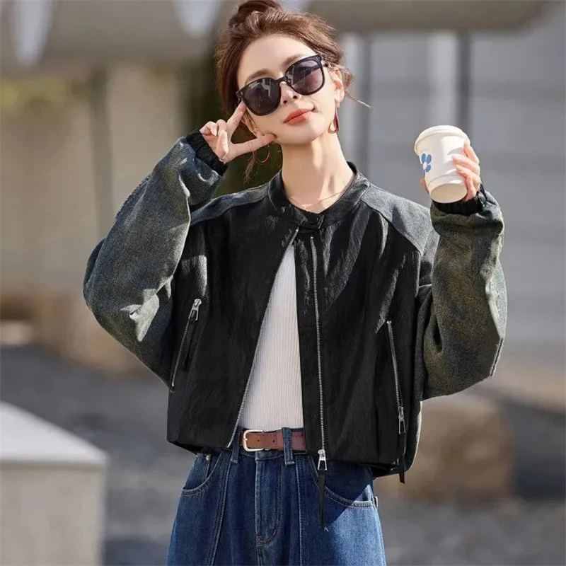 PU Leather Coat Cowboy Color Blocked Leather Jacket Women 2026 Spring Autumn New Fashion Versatile Jacket Top Short Jeans Coat
PU Leather Coat Cowboy Color Blocked Leather Jacket Women 2026 Spring Autumn New Fashion Versatile Jacket Top Short Jeans Coat