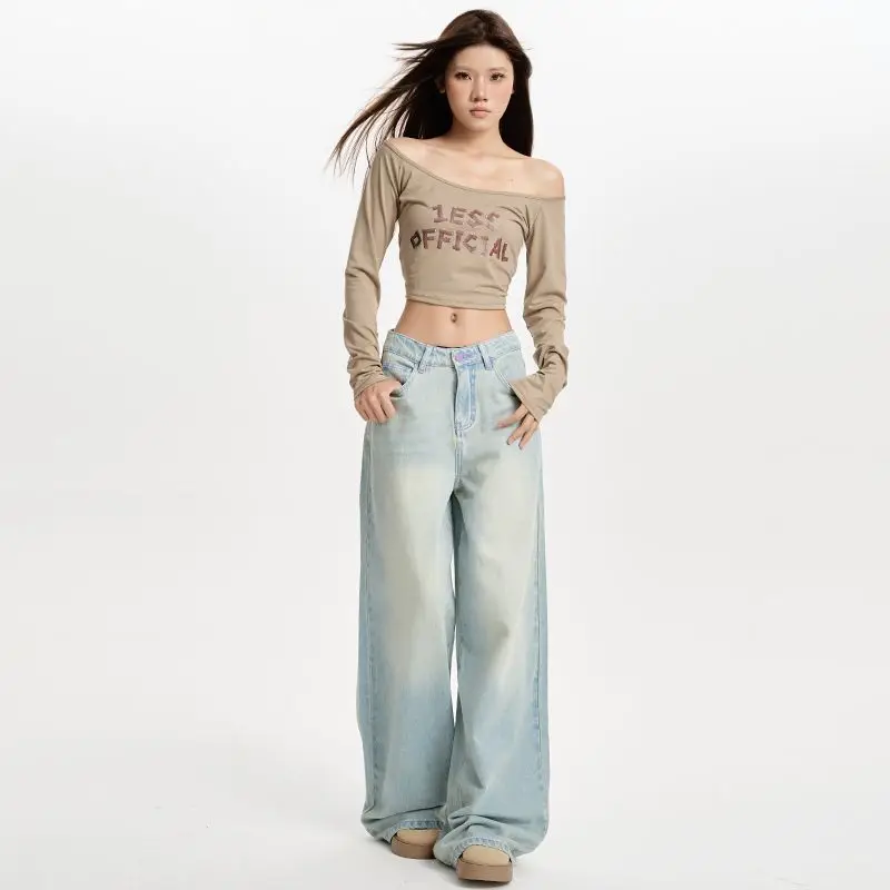 American Retro Light Blue Wide Leg Jeans for Women Autumn and Winter New Low Waist Loose Drooping Mop Pants
American Retro Light Blue Wide Leg Jeans for Women Autumn and Winter New Low Waist Loose Drooping Mop Pants