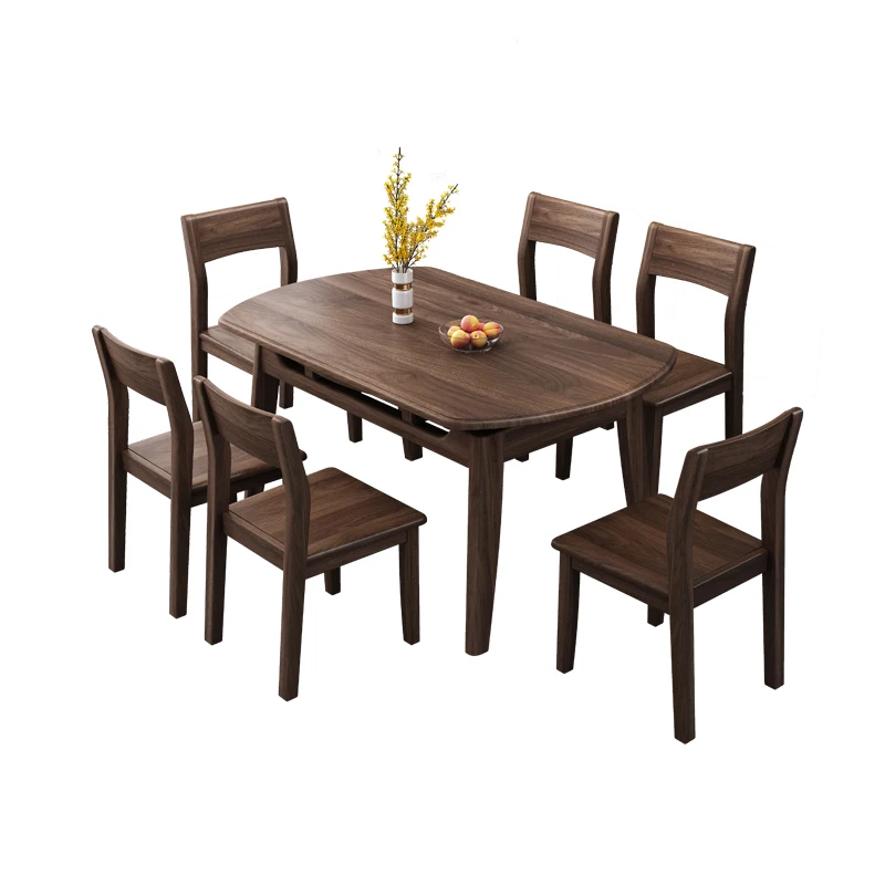 Black walnut dining table and chairs solid wood square dining table household retractable folding
Black walnut dining table and chairs solid wood square dining table household retractable folding