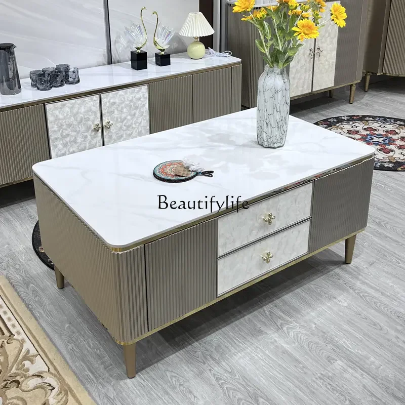 Light luxury sofa coffee table living room rock slab modern simple small round table side cabinet
Light luxury sofa coffee table living room rock slab modern simple small round table side cabinet