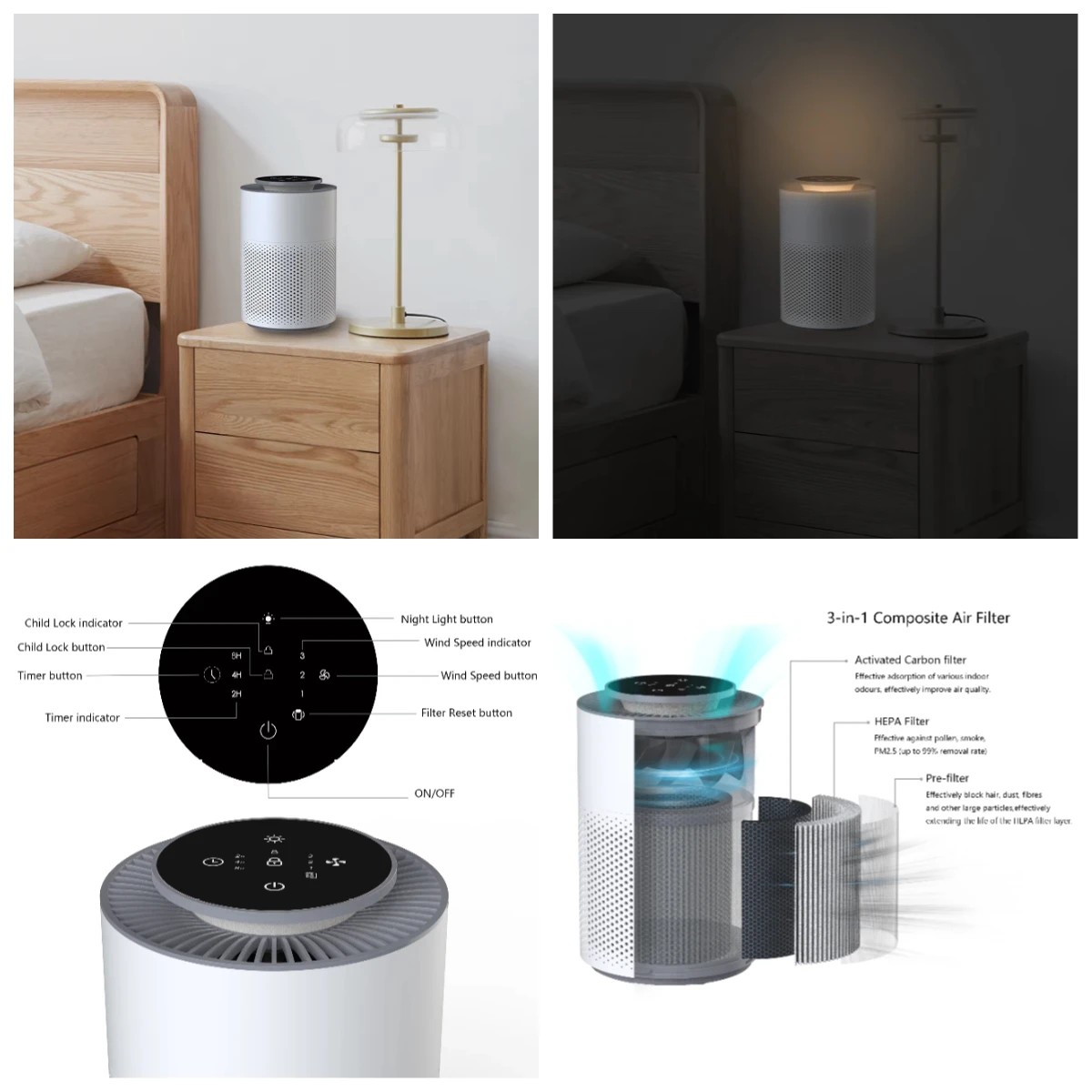3-in-1 Smart Mini Desktop Air Purifier HEPA Filter Aromatherapy Night Light Touch Control Sleep Mode Plastic Air Cleaner
3-in-1 Smart Mini Desktop Air Purifier HEPA Filter Aromatherapy Night Light Touch Control Sleep Mode Plastic Air Cleaner