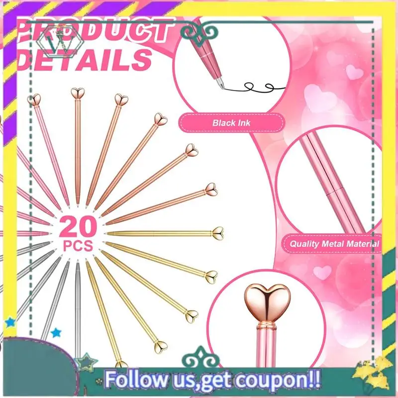 NEW 20Pcs Valentines Pens Heart Shaped Metal Pens Valentines Gifts Heart Decorative Ballpoint Pens For Party Favors School Durab
NEW 20Pcs Valentines Pens Heart Shaped Metal Pens Valentines Gifts Heart Decorative Ballpoint Pens For Party Favors School Durab