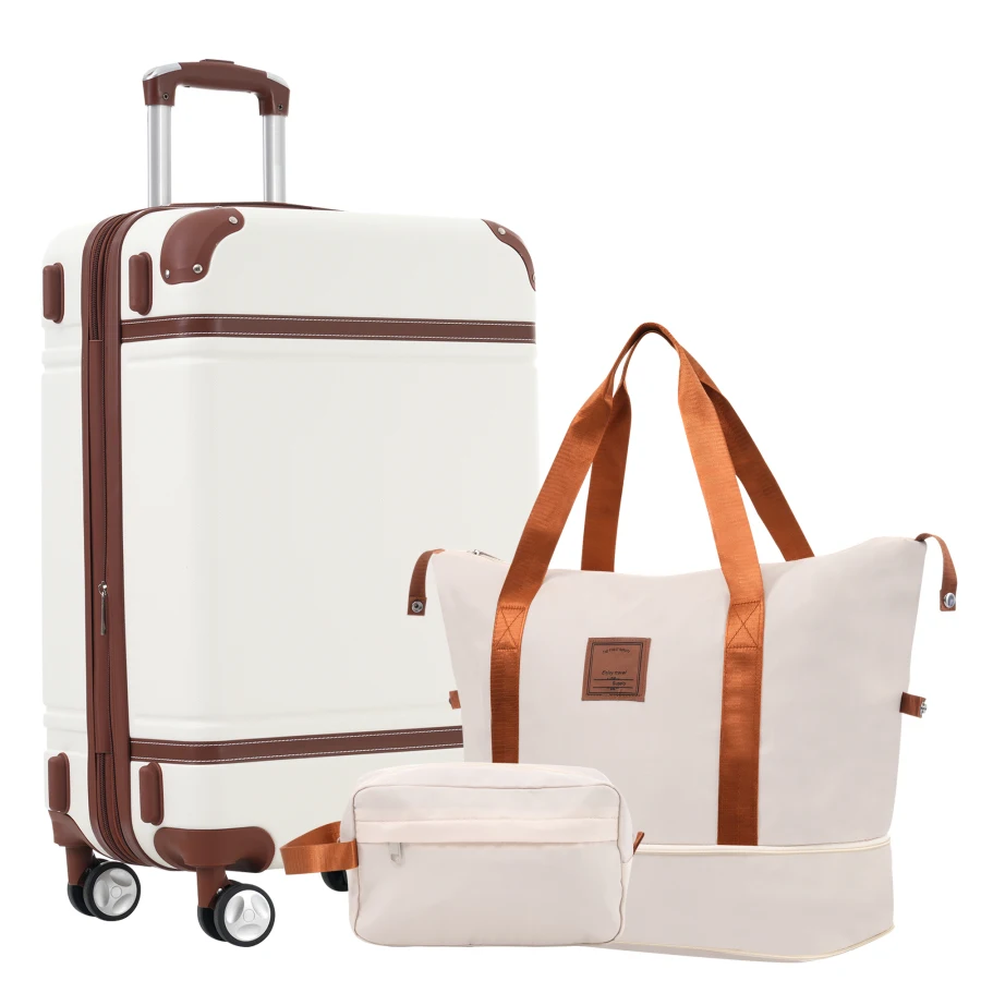 Hardshell luggage sets for travel, polycarbonate material, white color, lightweight design with double spinner wheels and TSA l
Hardshell luggage sets for travel, polycarbonate material, white color, lightweight design with double spinner wheels and TSA l