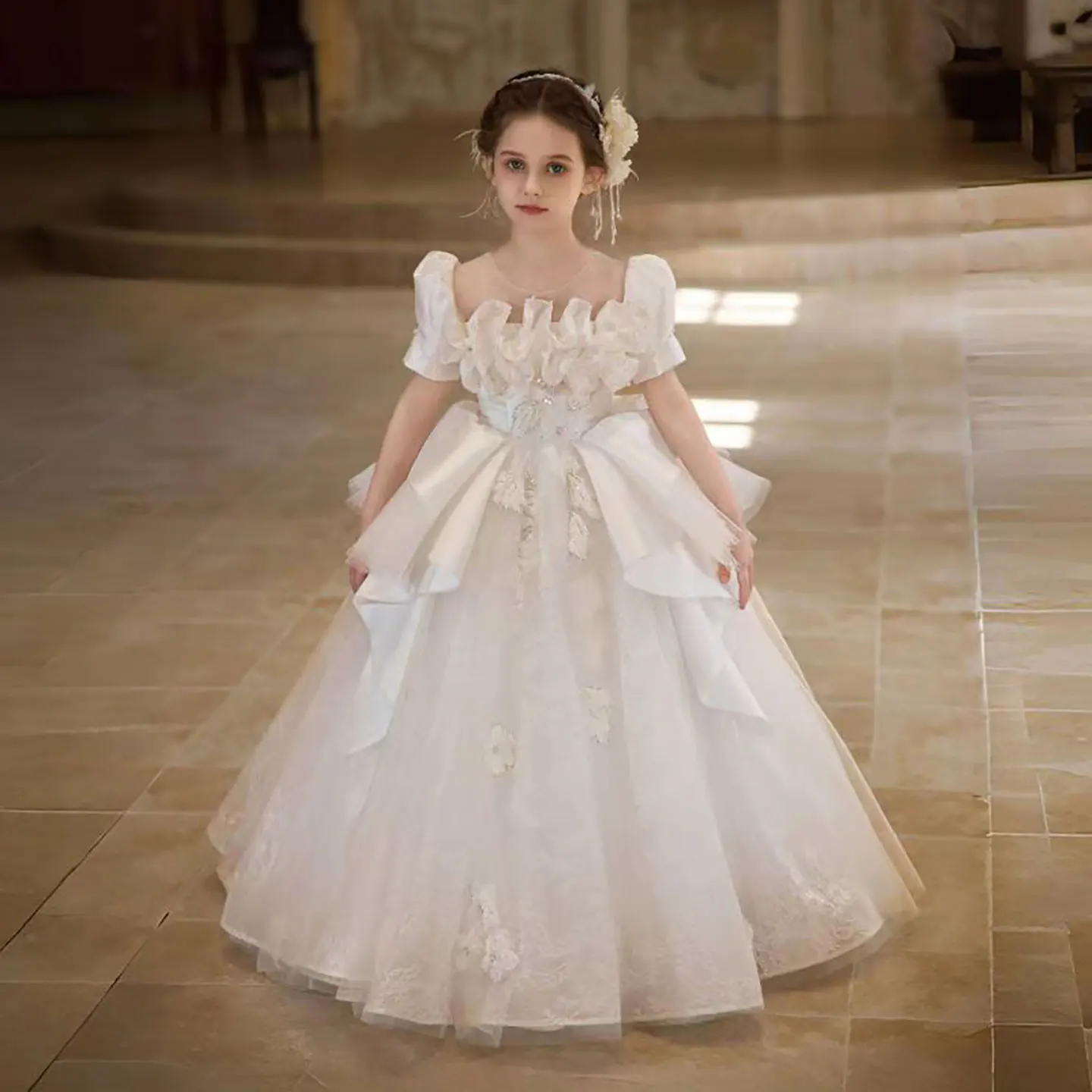 Dreamy Vow Luxury Embroidered Ruffle Sation Top Tulle Flower Girl Dress Arabic Princess Prom Wedding Evening Party Pageant D318
Dreamy Vow Luxury Embroidered Ruffle Sation Top Tulle Flower Girl Dress Arabic Princess Prom Wedding Evening Party Pageant D318