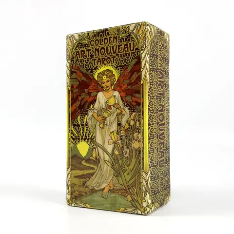 Golden Art Nouveau Tarot Deck 78 Cards Classic Occult Divination Tarot Cards For Beginners,Party Play Games For Family