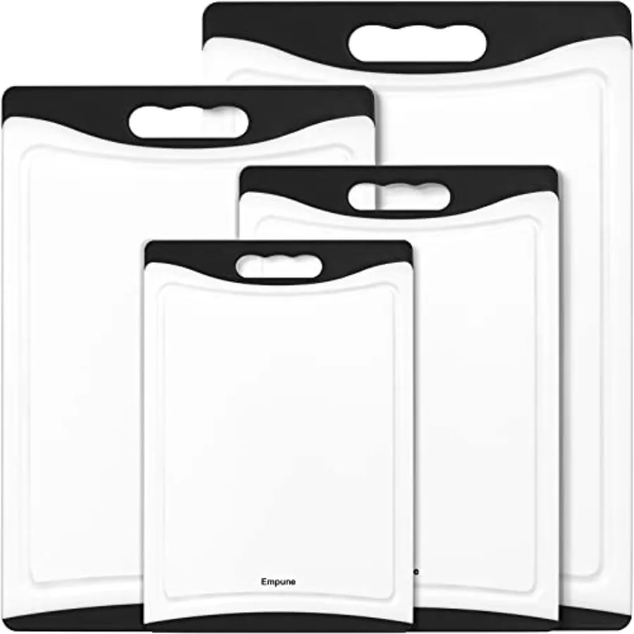 Extra Large Plastic Cutting Boards for Kitchen Set of 4,White Black, Dishwasher Safe with Juice Grooves and Easy-Grip Handles
Extra Large Plastic Cutting Boards for Kitchen Set of 4,White Black, Dishwasher Safe with Juice Grooves and Easy-Grip Handles