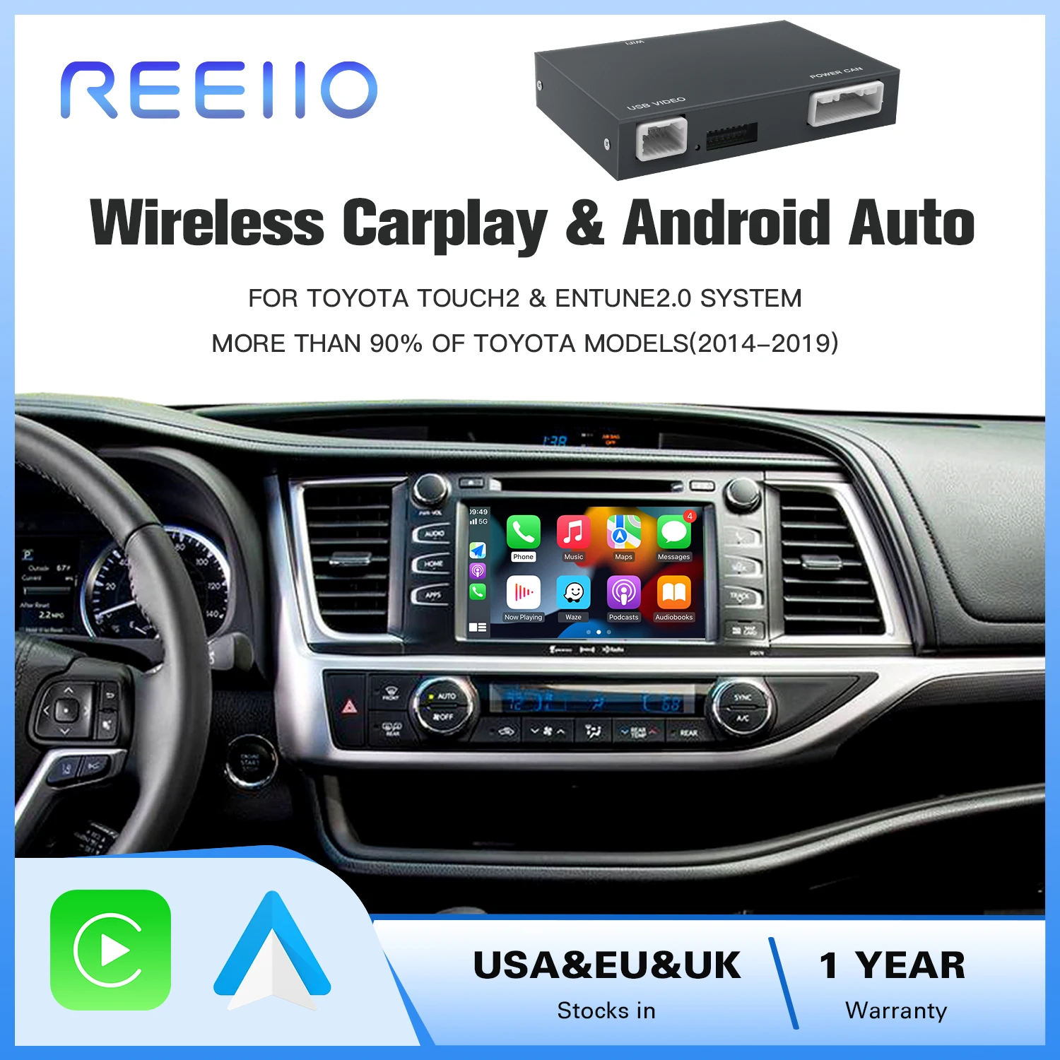 Беспроводной Carplay для Toyota Auris C-HR 2014-2018 с функциями Android Auto Mirror Link AirPlay
Беспроводной Carplay для Toyota Auris C-HR 2014-2018 с функциями Android Auto Mirror Link AirPlay