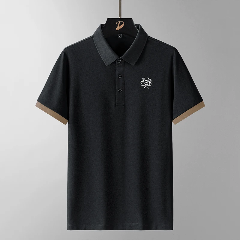 Summer POLO Shirt Fashion Versatile Solid Color Lapel Embroidered T-shirt Outdoor Leisure Business Black Men's Short Sleeves
Summer POLO Shirt Fashion Versatile Solid Color Lapel Embroidered T-shirt Outdoor Leisure Business Black Men's Short Sleeves