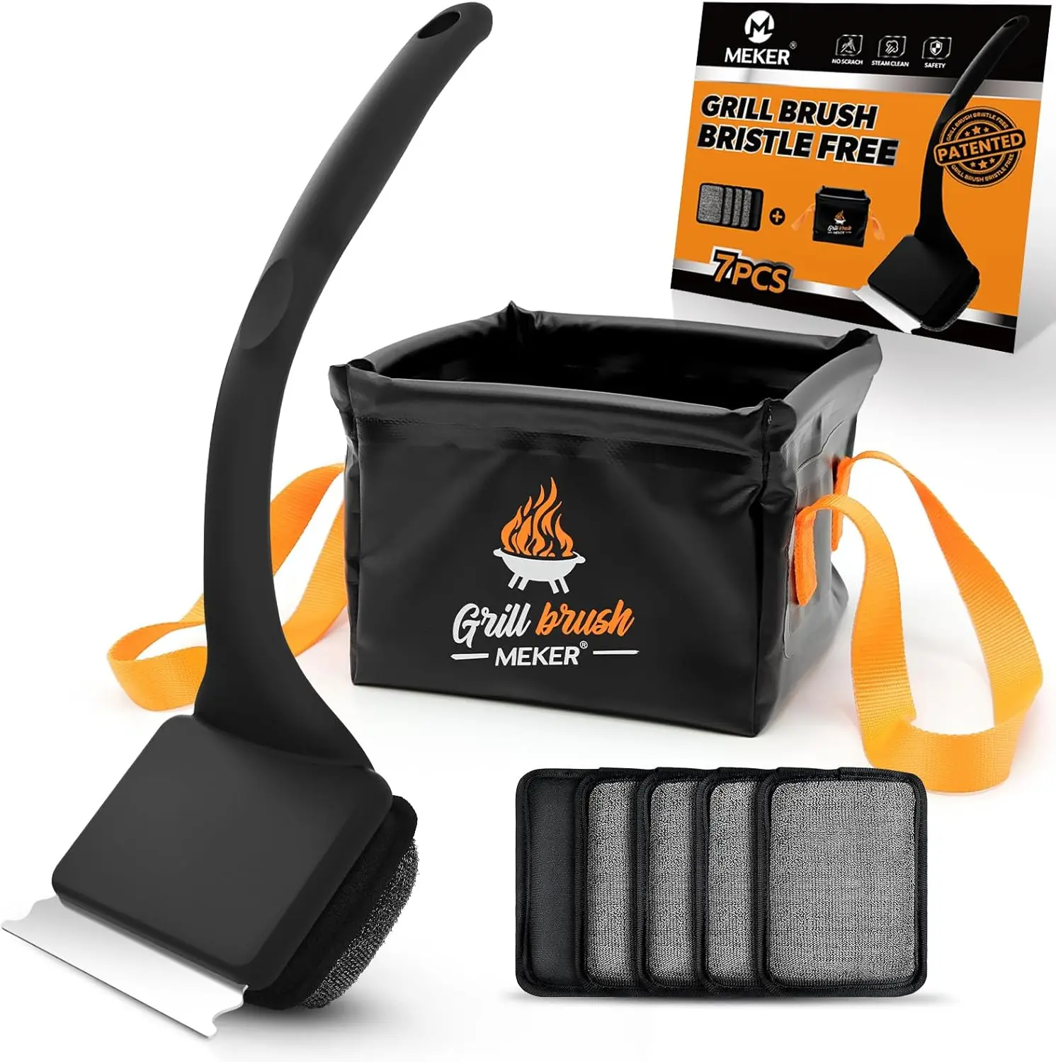 Foldable Grill Cleaning Kit with Bristle-Free Brush, 7-Piece Set and Collapsible Water Tank for Outdoor BBQ
Foldable Grill Cleaning Kit with Bristle-Free Brush, 7-Piece Set and Collapsible Water Tank for Outdoor BBQ