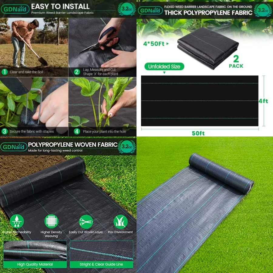 4ftx100ft Weed Barrier Landscape Fabric Heavy Duty, 3.2oz Weed Barrier Fabric, Easy Setup Woven Garden Weed Fabric Landscaping
4ftx100ft Weed Barrier Landscape Fabric Heavy Duty, 3.2oz Weed Barrier Fabric, Easy Setup Woven Garden Weed Fabric Landscaping