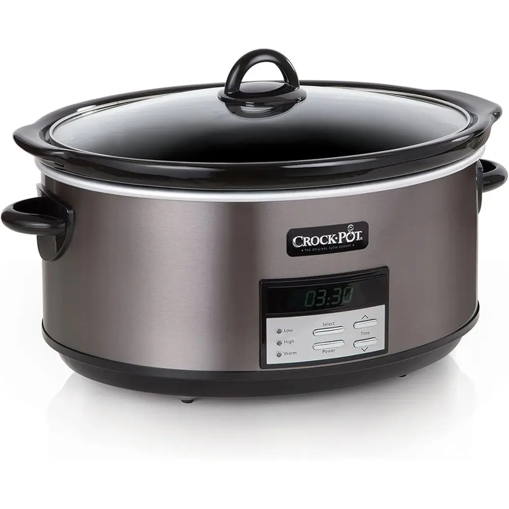 Large 8-Quart Progmable Slow Cooker with Auto Warm Setting Black StainlSteel
Large 8-Quart Progmable Slow Cooker with Auto Warm Setting Black StainlSteel
