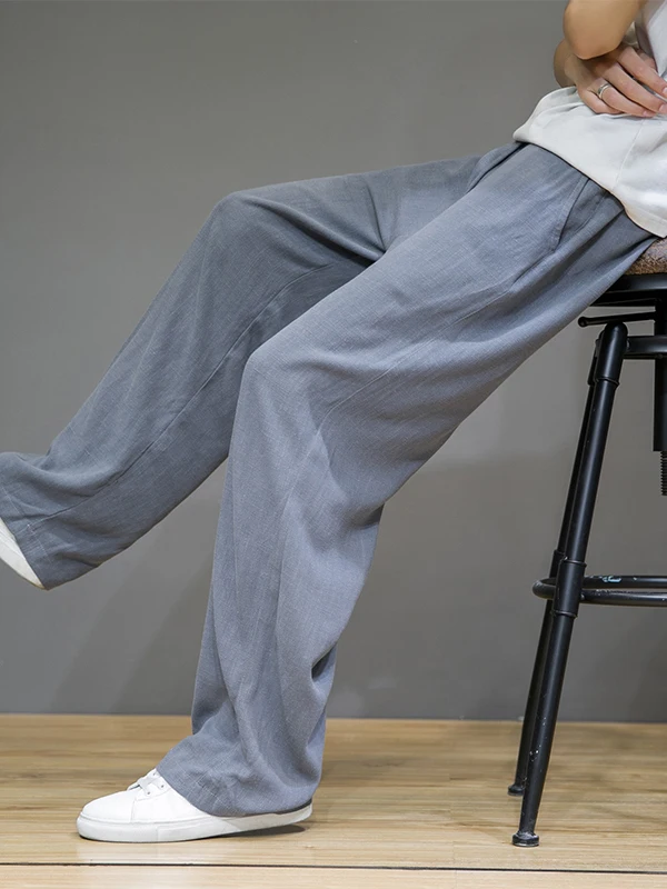 Cotton Linen Wide Leg Straight Leg Pants Men Summer Grey Thin Drape Casual Artistic Linen Long Trousers Loose Fit Harajuku Style
Cotton Linen Wide Leg Straight Leg Pants Men Summer Grey Thin Drape Casual Artistic Linen Long Trousers Loose Fit Harajuku Style