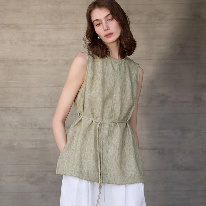 Johnature Round-neck Linen Women Vest Camisole Summer Tie-loose Sleeveless Top New Simple Sleeveless Tops
Johnature Round-neck Linen Women Vest Camisole Summer Tie-loose Sleeveless Top New Simple Sleeveless Tops