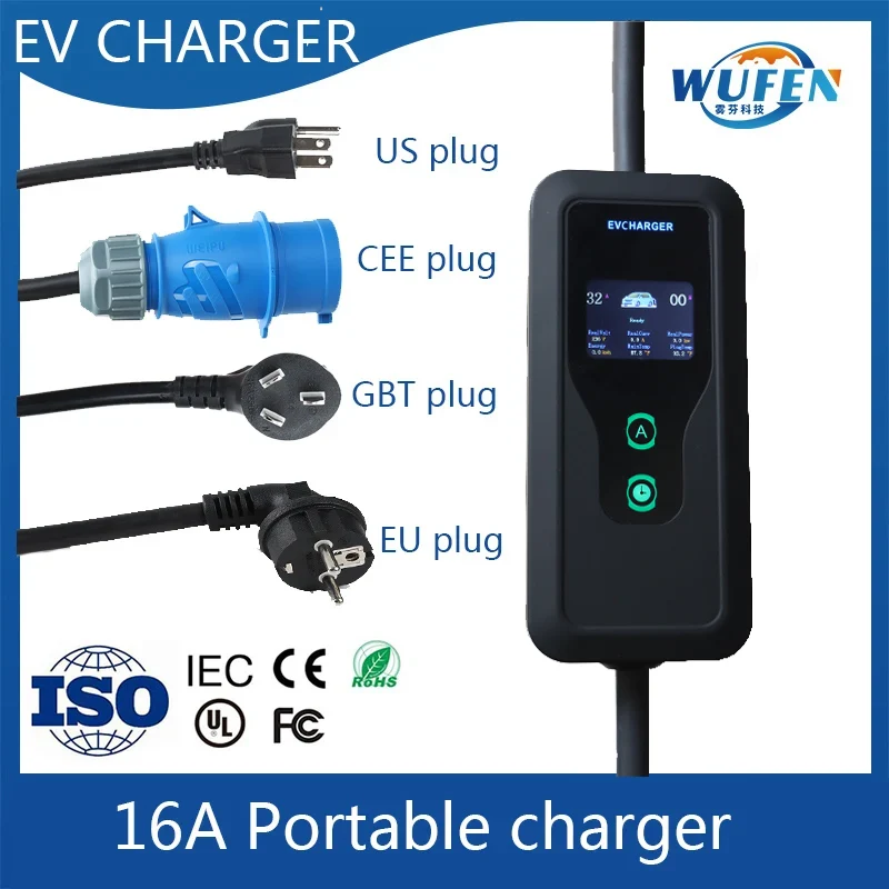 GBT AC EV Charger Type 2 ICE62196 J1772 Type1 110-250V 3.5KW 16A Adjustable Current Portable Car Charging Wall Box Stations
GBT AC EV Charger Type 2 ICE62196 J1772 Type1 110-250V 3.5KW 16A Adjustable Current Portable Car Charging Wall Box Stations
