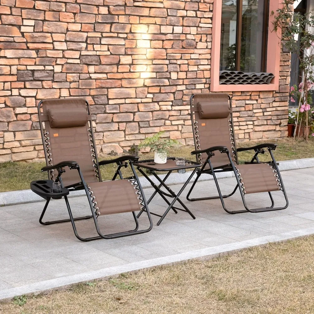 Zero Gravity Chair Set with Side Table, Folding Reclining Chair with Cupholders & Pillows, Adjustable Lounge Chairs, Customized
Zero Gravity Chair Set with Side Table, Folding Reclining Chair with Cupholders & Pillows, Adjustable Lounge Chairs, Customized