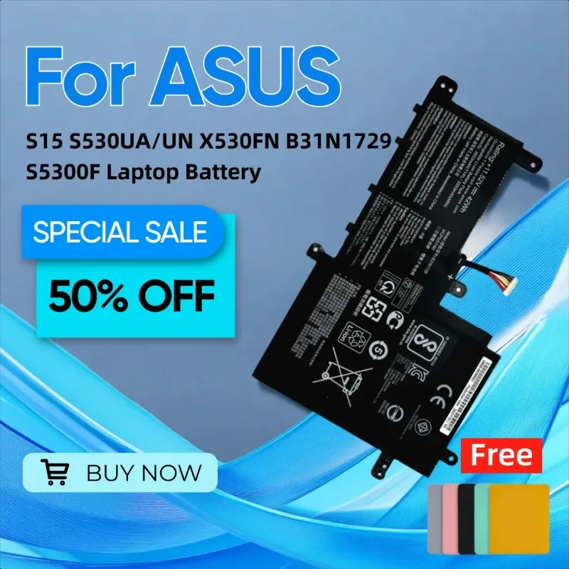 For ASUS S15 S530UA/UN X530FN B31N1729 S5300F Laptop Battery Give Away A Mouse Pad
For ASUS S15 S530UA/UN X530FN B31N1729 S5300F Laptop Battery Give Away A Mouse Pad