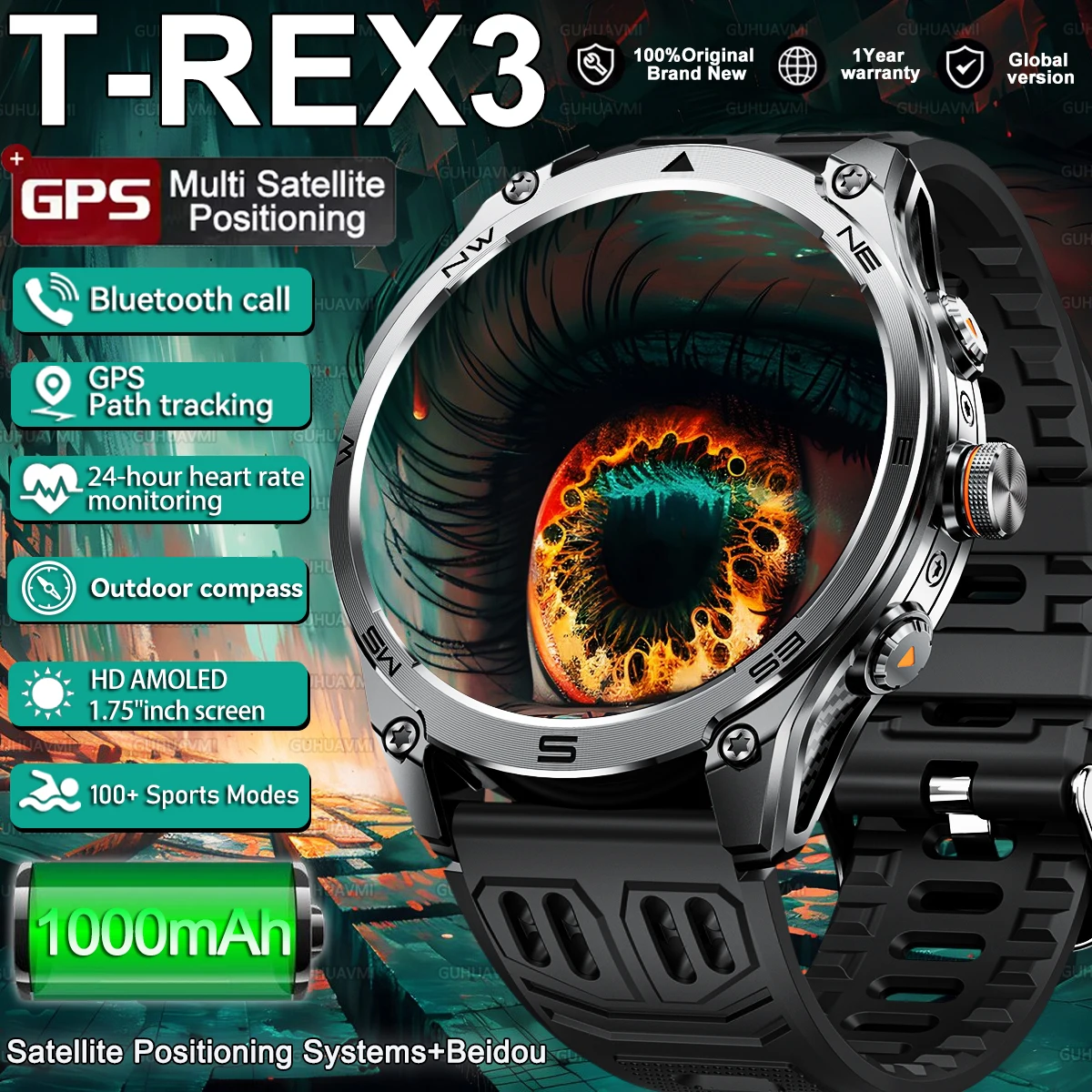 Новые горячие военные смарт-часы T-REX3 для мужчин, 10 АТМ, водонепроницаемые, 1,75 дюйма, AMOLED, уличный компас, спортивный фитнес, GPS-трекер, браслет для вызова
Новые горячие военные смарт-часы T-REX3 для мужчин, 10 АТМ, водонепроницаемые, 1,75 дюйма, AMOLED, уличный компас, спортивный фитнес, GPS-трекер, браслет для вызова