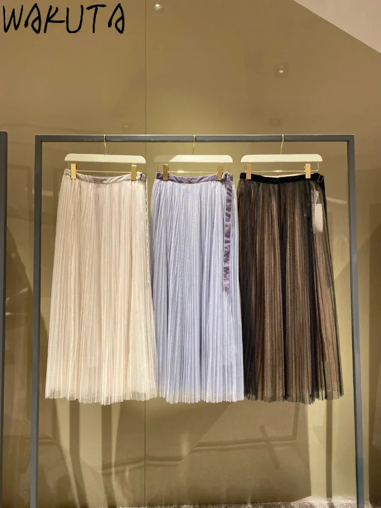 Wakuta Sweet Casual A-line Mujer Faldas Simple Pleated Voile Mid-length Fresh Skirt Japan New Moda Belt Temperament Falda
Wakuta Sweet Casual A-line Mujer Faldas Simple Pleated Voile Mid-length Fresh Skirt Japan New Moda Belt Temperament Falda