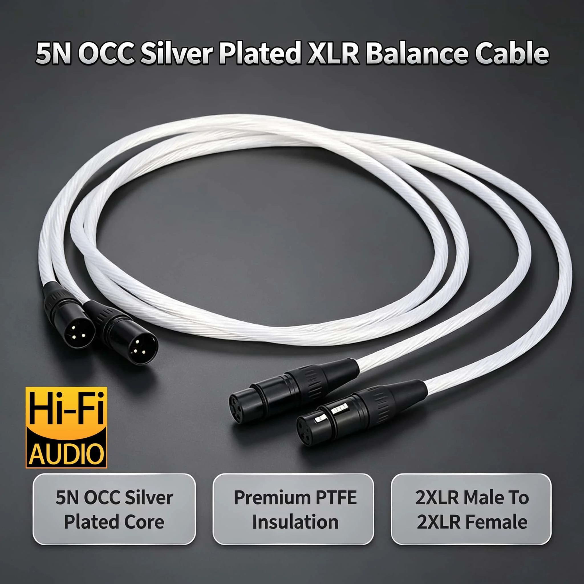 High Quality A27 5N OCC Silver Plated HIFI XLR Cable 3Pin Male to Female Balanced Audio Extension Cord for Hi-Fi Equipment
High Quality A27 5N OCC Silver Plated HIFI XLR Cable 3Pin Male to Female Balanced Audio Extension Cord for Hi-Fi Equipment