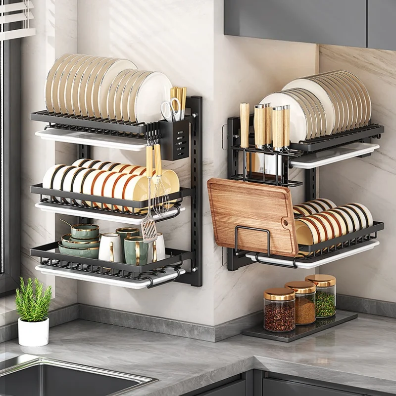 Dish Rack Wall Mounted Multifunctional Storage Rack Convenient Cupboard with Chopsticks Knives Plates Draining Storage Kitchen
Dish Rack Wall Mounted Multifunctional Storage Rack Convenient Cupboard with Chopsticks Knives Plates Draining Storage Kitchen