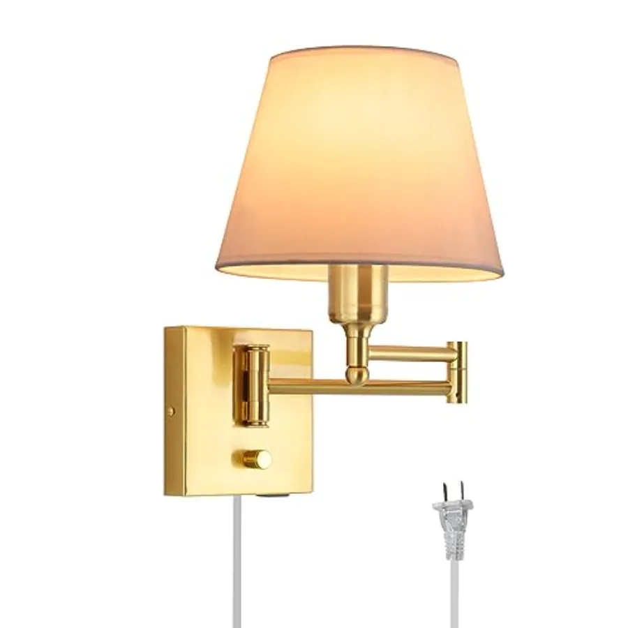 Bedside Wall Mount Light with Dimmable Switch, Swing Arm Fabric Shade Wall Sconce Light with USB Port and Plug in Cord, Wall La
Bedside Wall Mount Light with Dimmable Switch, Swing Arm Fabric Shade Wall Sconce Light with USB Port and Plug in Cord, Wall La