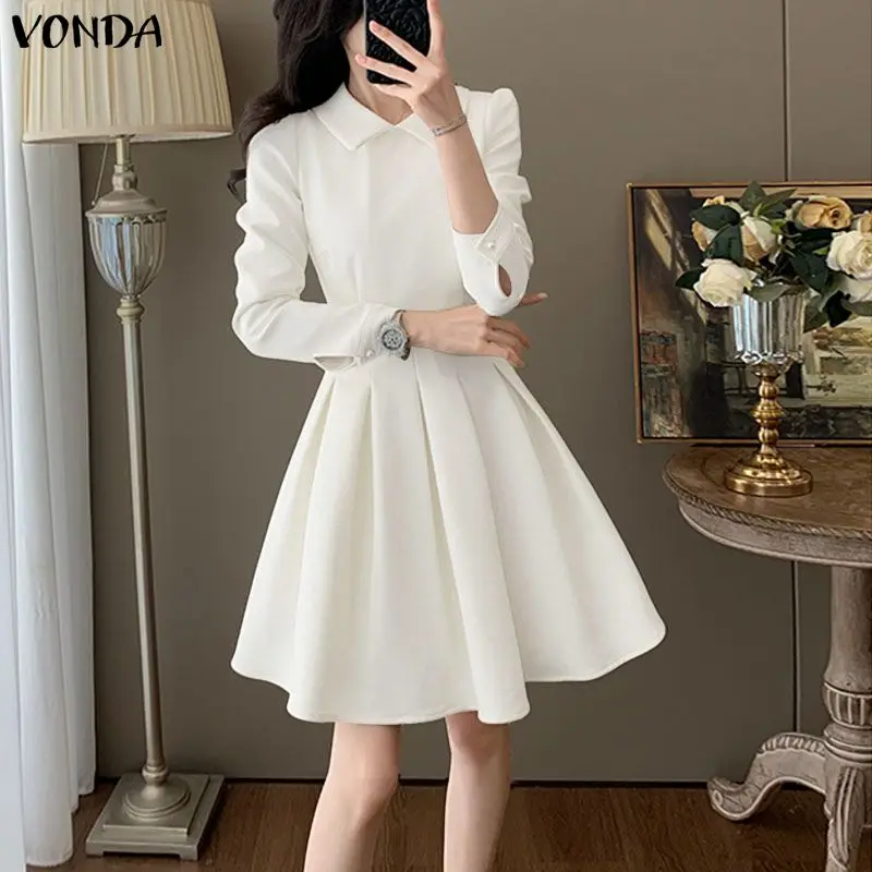 VONDA элегантные женские офисные женские модные платья с длинными рукавами и лацканами вечерние Vestidos весенний плиссированный однотонный повседневный короткий сарафан
VONDA элегантные женские офисные женские модные платья с длинными рукавами и лацканами вечерние Vestidos весенний плиссированный однотонный повседневный короткий сарафан