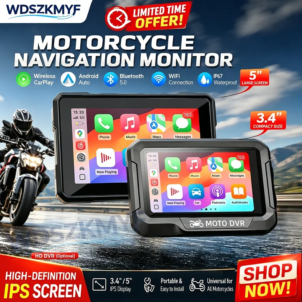 3.4/5inch Motorcycle CarPlay Screen Moto Navigation Display Screen Wireless Carplay Android Auto TPMS Optional IP67 Waterproof
3.4/5inch Motorcycle CarPlay Screen Moto Navigation Display Screen Wireless Carplay Android Auto TPMS Optional IP67 Waterproof