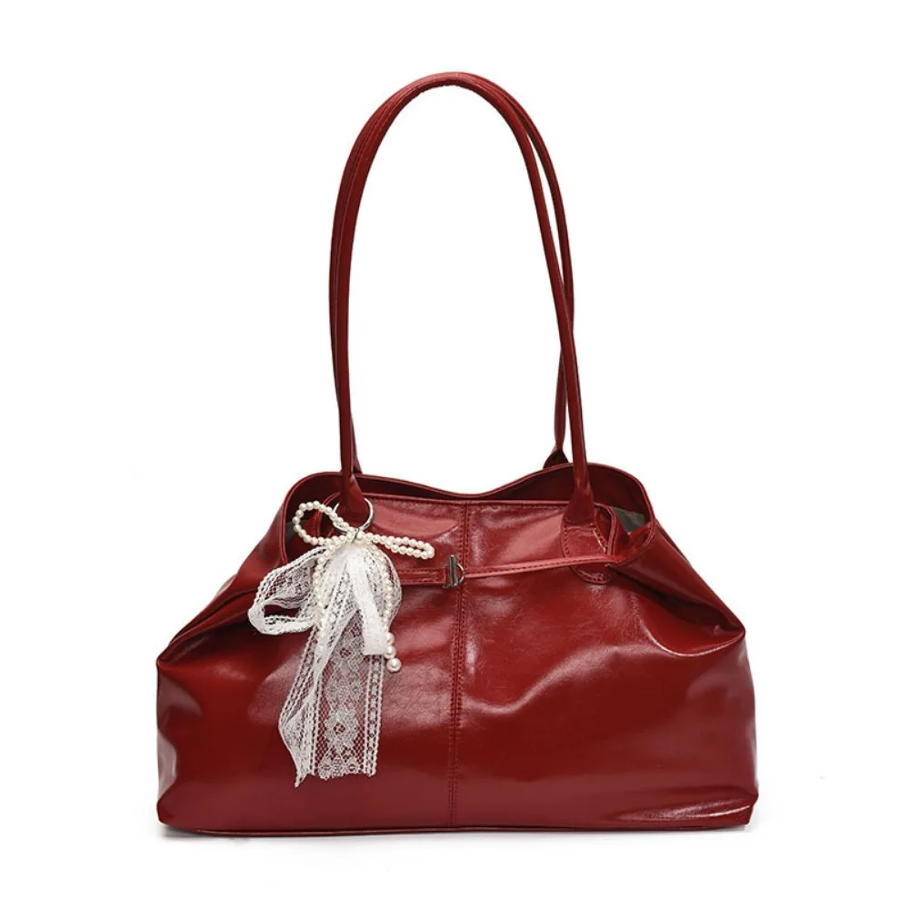 PU Leather Shoulder Bag Tote Bag with Bow Lace Pendant Versatile Armpit Bag Solid Color Large Capacity Underarm Bag Outdoor
PU Leather Shoulder Bag Tote Bag with Bow Lace Pendant Versatile Armpit Bag Solid Color Large Capacity Underarm Bag Outdoor