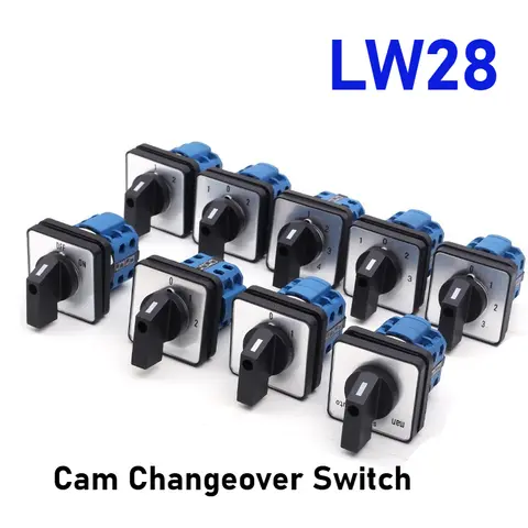 1 unidad de interruptor de cambio de leva giratorio eléctrico 2/3/4 posiciones 8 terminales 500V 20A LW28-20-LW26