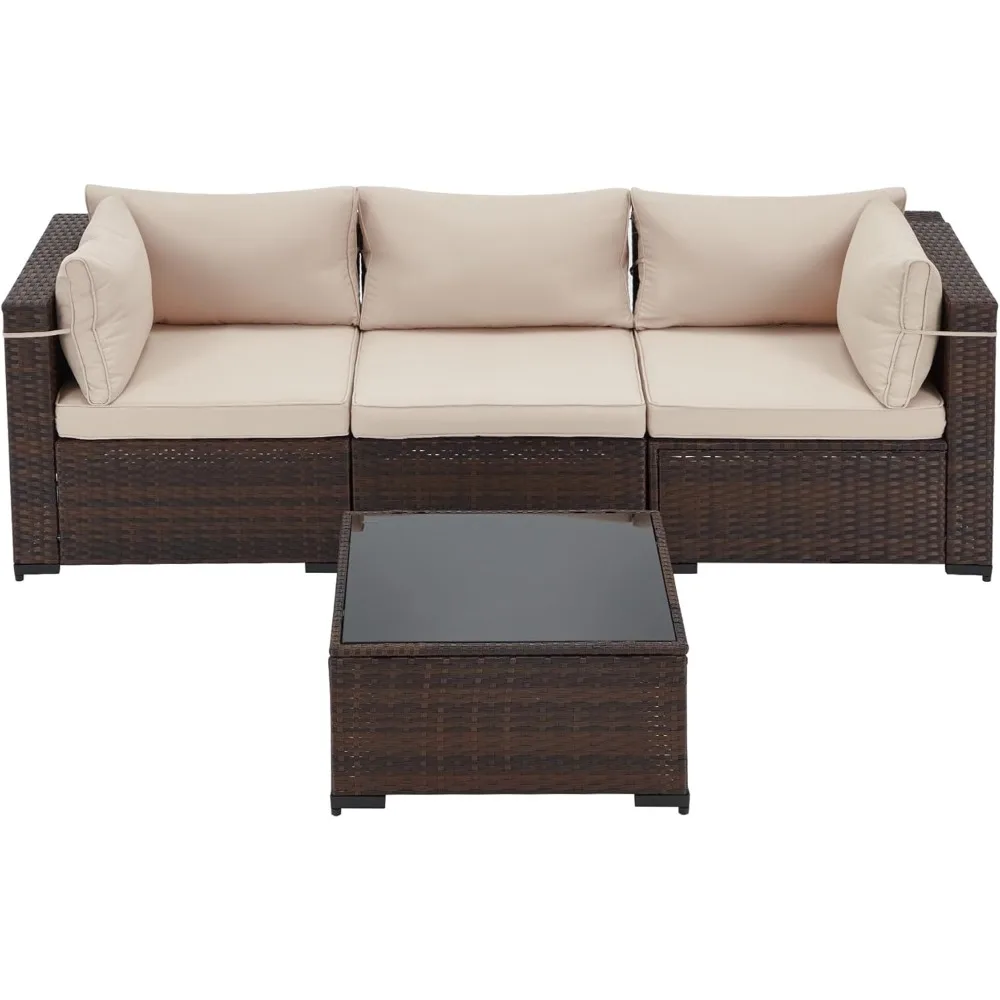 4-Piece Patio Conversation Set, All- Weather Wicker Patio Couch with Tempered Glass Table, Waterproof Cushions with Straps, Out
4-Piece Patio Conversation Set, All- Weather Wicker Patio Couch with Tempered Glass Table, Waterproof Cushions with Straps, Out