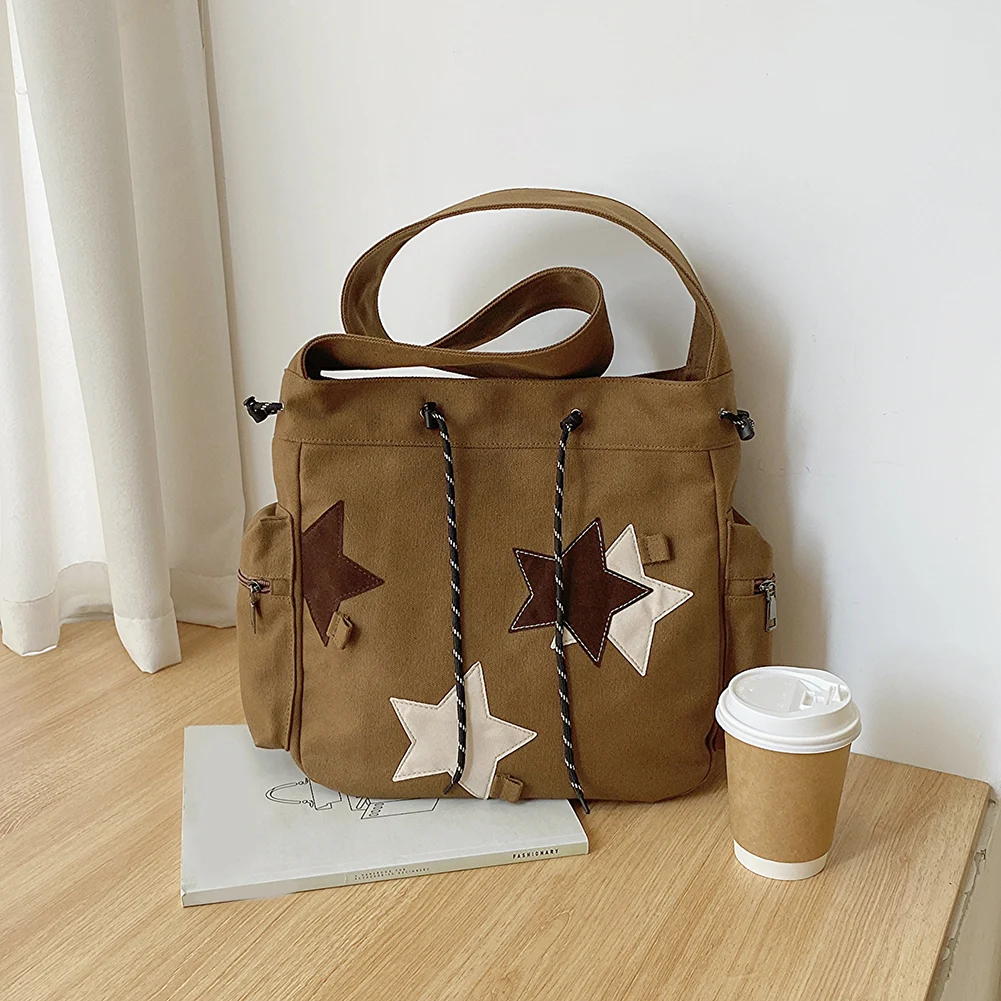 Women Cute Crossbody Bag Large Capacity Canvas Lovely Shoulder Bag Star Applique Y2K Street Style Bag for Teens Students
Women Cute Crossbody Bag Large Capacity Canvas Lovely Shoulder Bag Star Applique Y2K Street Style Bag for Teens Students