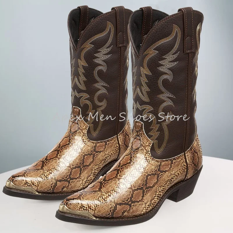 Mixed Colors Snake Pattern Pointed Toe Knight Boots 2025 Spring Versatile Cowhide Riding Boots Low Heel Mid Calf Big Size Boots
Mixed Colors Snake Pattern Pointed Toe Knight Boots 2025 Spring Versatile Cowhide Riding Boots Low Heel Mid Calf Big Size Boots