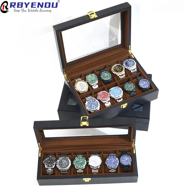 Exquisite Paint Latch Dustproof Sunroof Display Watch Case 6 10 12 Slots Paint Jewelry Organizer Gift Box Black Wooden Watch Box
Exquisite Paint Latch Dustproof Sunroof Display Watch Case 6 10 12 Slots Paint Jewelry Organizer Gift Box Black Wooden Watch Box
