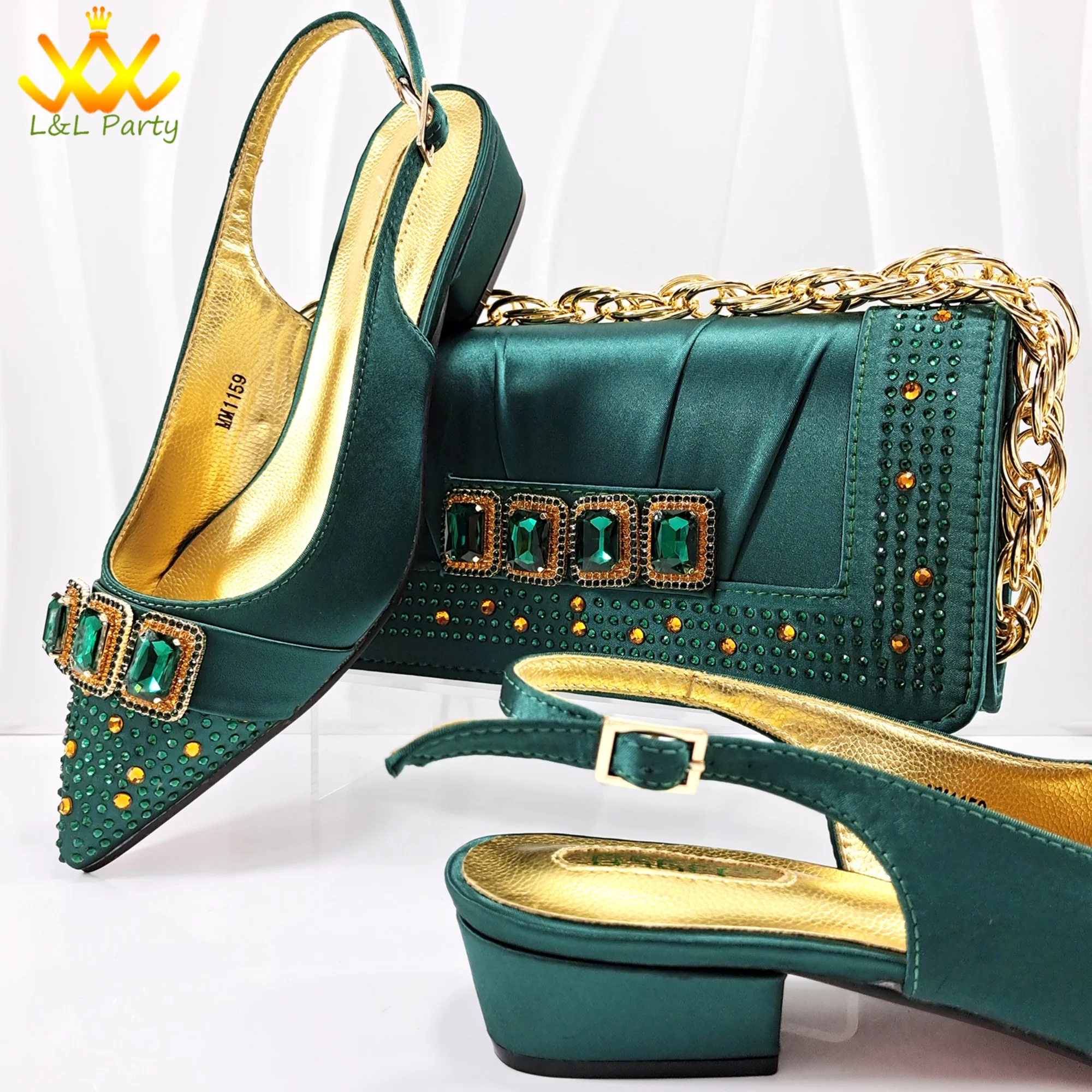 2024 D Green Color Pointed Toe Specisl Design Ladies Shoes Matching Bag Set For Women Party Pump with Shinning Crystal
2024 D Green Color Pointed Toe Specisl Design Ladies Shoes Matching Bag Set For Women Party Pump with Shinning Crystal