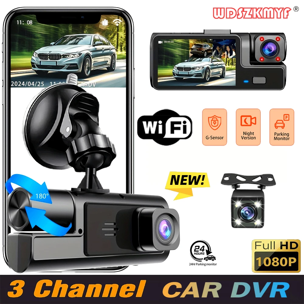 3 Channel Dash Cam for Cars 1080P Car Camera WIFI Video Recorder Front inside Rear View Camera Car DVR Black Box Car Assecories
3 Channel Dash Cam for Cars 1080P Car Camera WIFI Video Recorder Front inside Rear View Camera Car DVR Black Box Car Assecories