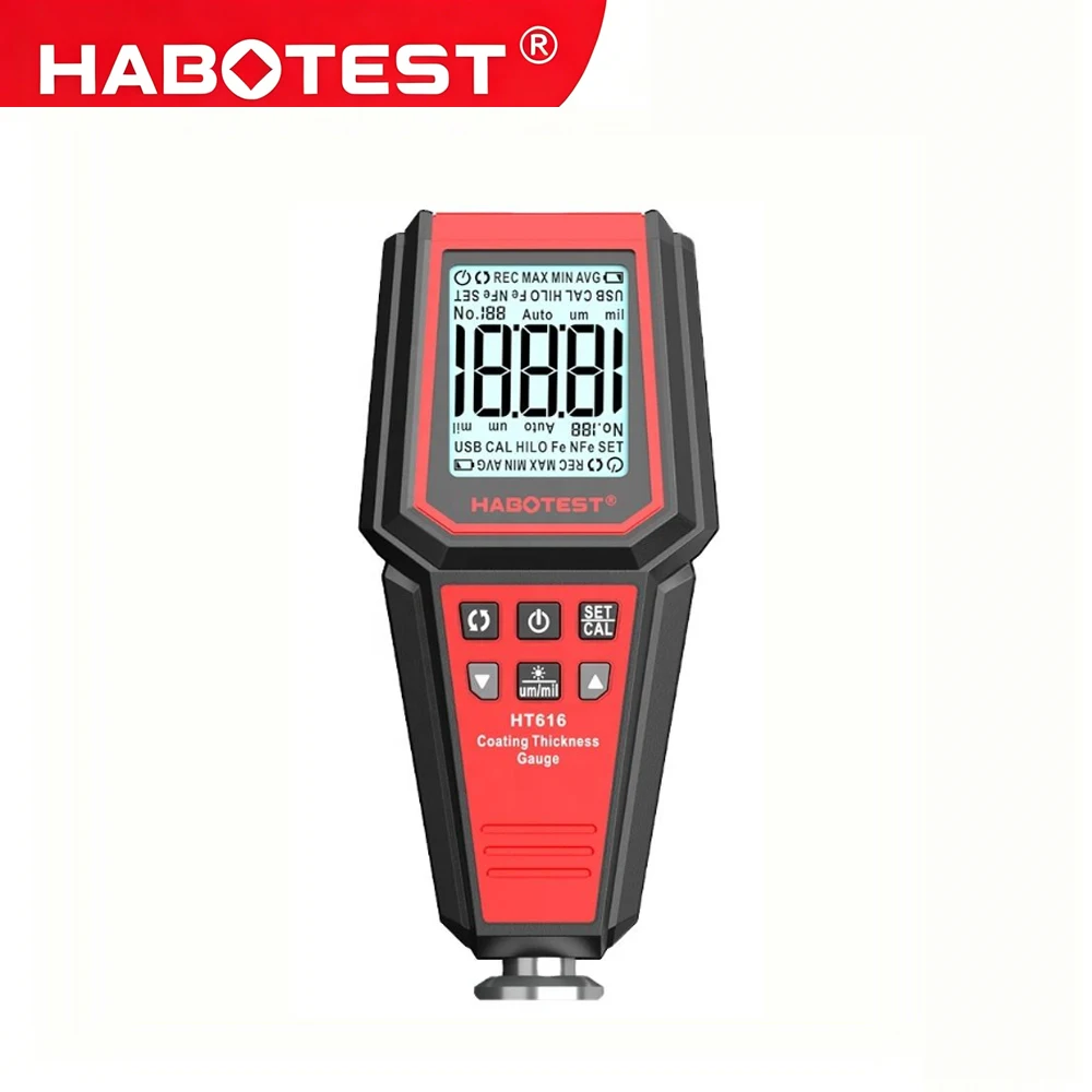 HABOTEST HT616 Digital Rechargeable Car Plating Tester Measurement Layer Film Paint Measuring Instrument Coating Thickness Gauge
HABOTEST HT616 Digital Rechargeable Car Plating Tester Measurement Layer Film Paint Measuring Instrument Coating Thickness Gauge
