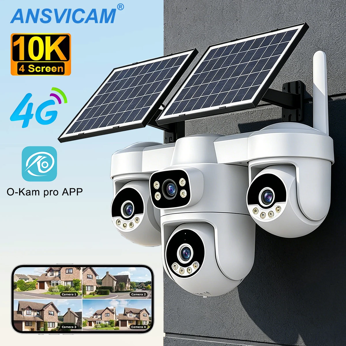 4-Lens 4-Screen 4G Solar Security Camera 20MP Outdoor PTZ WiFi IP Cam with 10X Zoom Auto Tracking Wireless CCTV Surveillance
4-Lens 4-Screen 4G Solar Security Camera 20MP Outdoor PTZ WiFi IP Cam with 10X Zoom Auto Tracking Wireless CCTV Surveillance