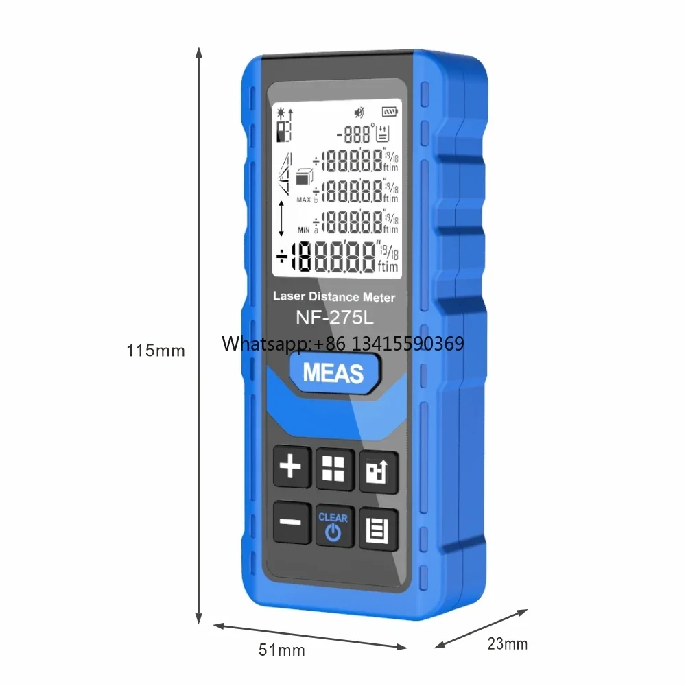 NF-275L Distance Meter 60M 100M Rangefinder Tape Range Finder Electronic Level Test Instrument Digital Meter
NF-275L Distance Meter 60M 100M Rangefinder Tape Range Finder Electronic Level Test Instrument Digital Meter