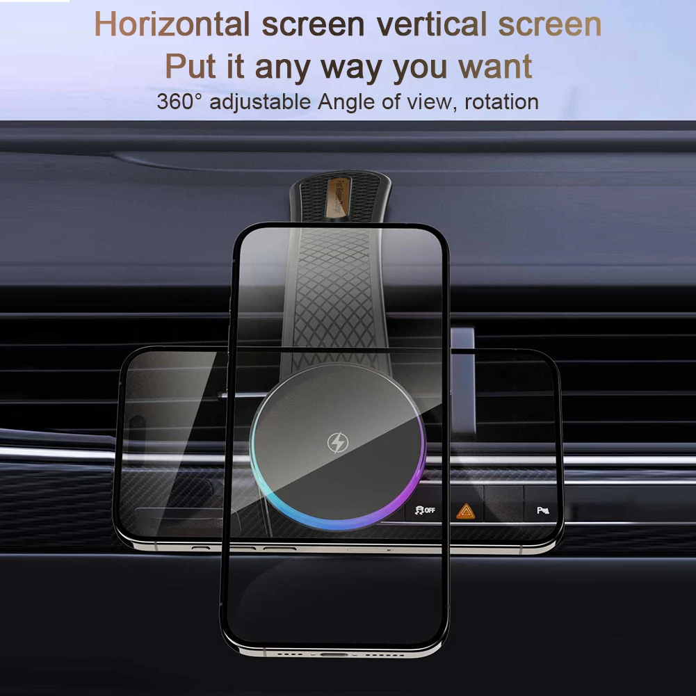 Magnetic Car Wireless Charger Phone Stand Car Mount Charger 15W Fast Charging Phone Support Holder RGB Light for iPhone 15 14 13
Magnetic Car Wireless Charger Phone Stand Car Mount Charger 15W Fast Charging Phone Support Holder RGB Light for iPhone 15 14 13