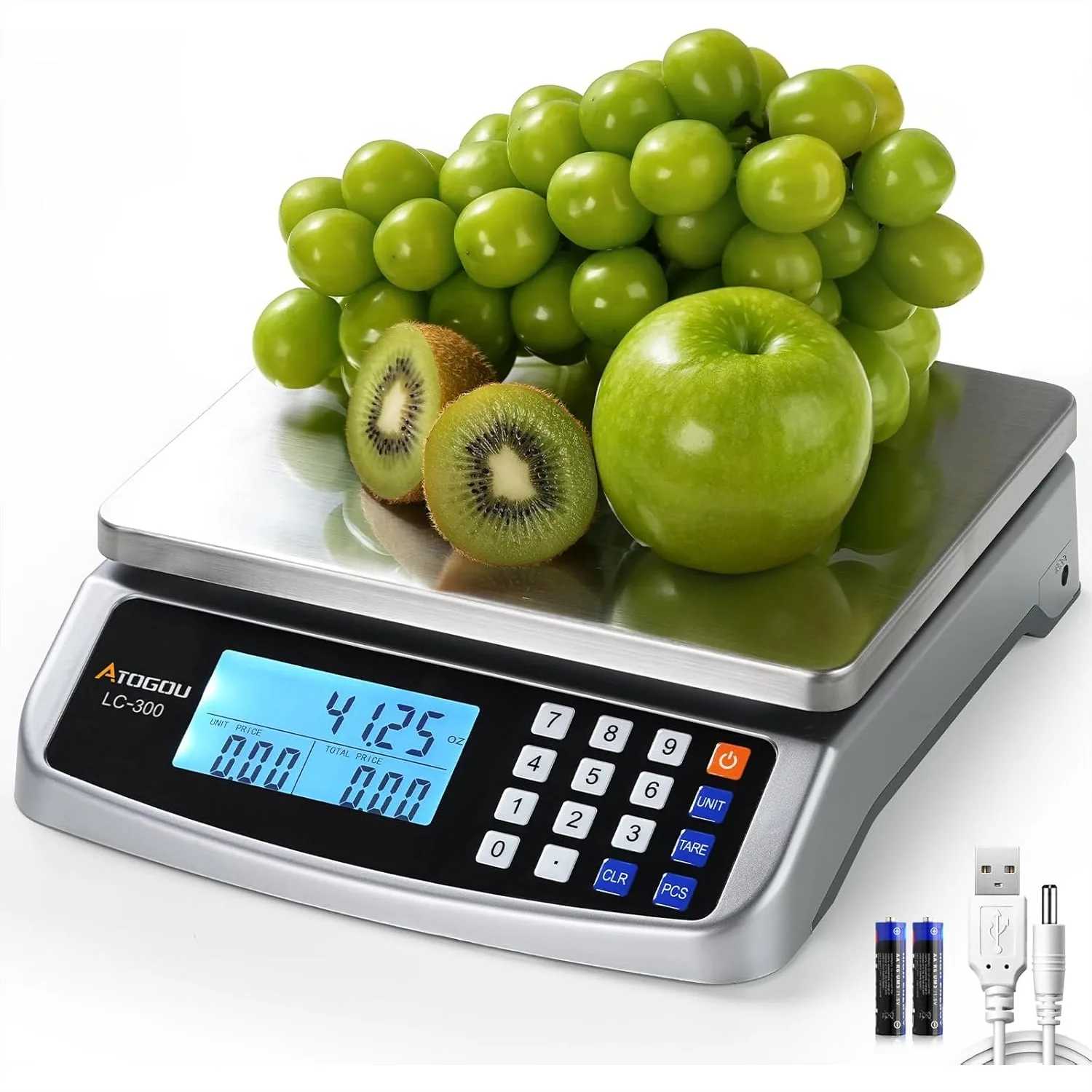 110lb Digital Food Scale with Price Computing, Plug-in Usable, 0.05oz/1g, 304 Stainless Steel for Cooking, Baking, Farm
110lb Digital Food Scale with Price Computing, Plug-in Usable, 0.05oz/1g, 304 Stainless Steel for Cooking, Baking, Farm