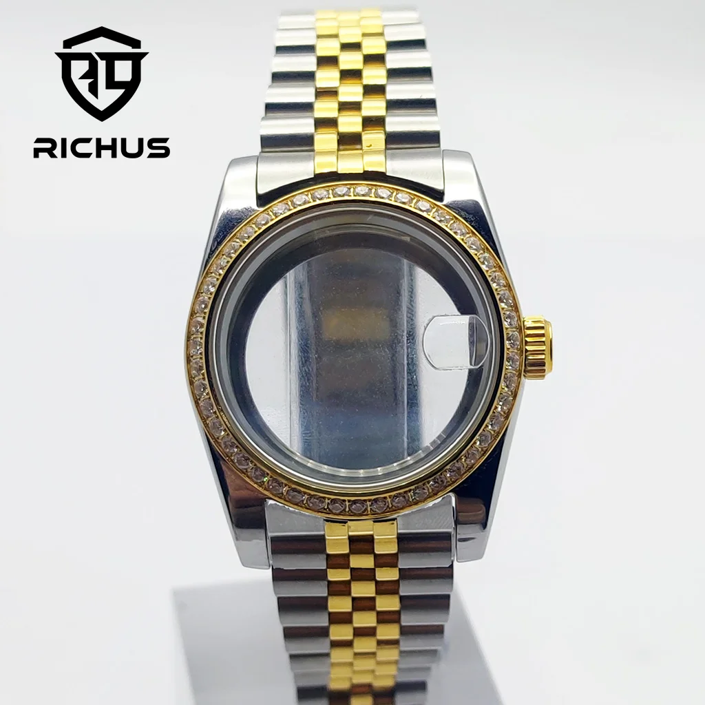 RICHUS 36/39mm Gold Watch Case 20mm Strap Width Fit NH34 NH35 NH36 ETA2824 PT5000 Miyota8215-DG Movement Watch Accessories
RICHUS 36/39mm Gold Watch Case 20mm Strap Width Fit NH34 NH35 NH36 ETA2824 PT5000 Miyota8215-DG Movement Watch Accessories
