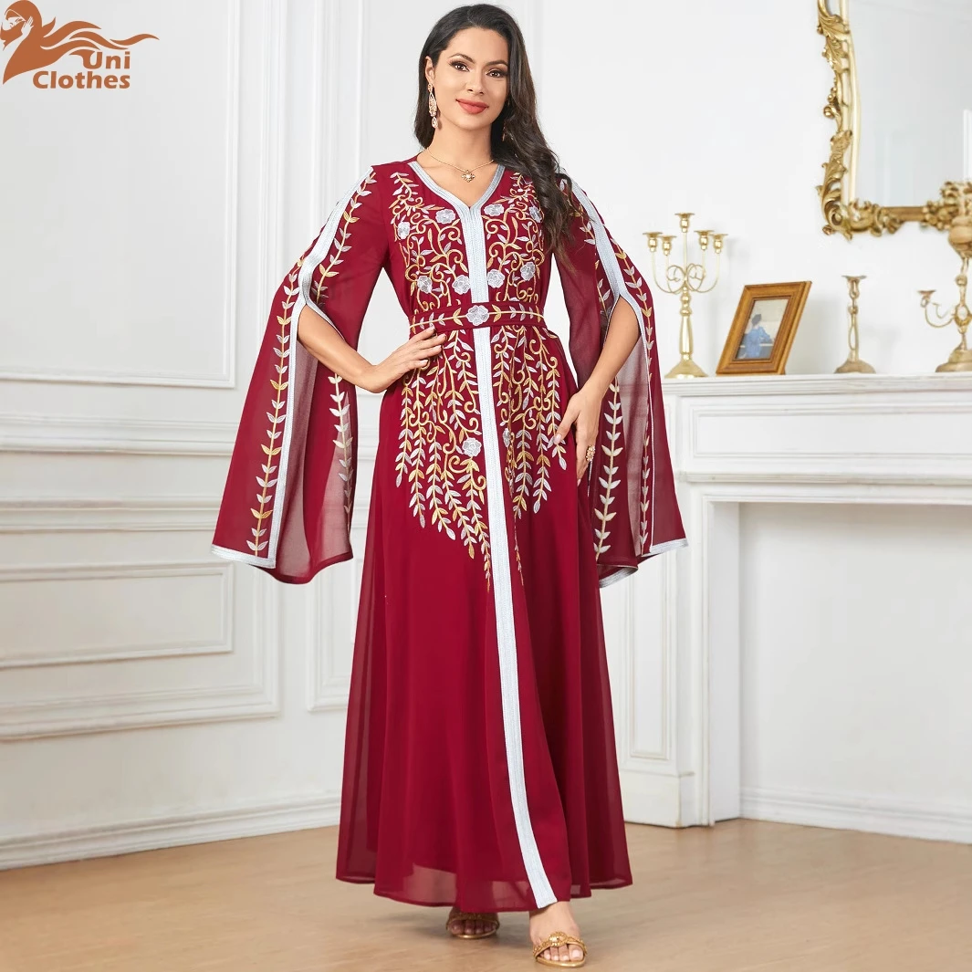 Autumn Embroidery Eid Muslim Party Dress for Women Muslim Dubai Abaya Chiffon Dress Abayas Lace-up Caftan Vestidos Robe 3925
Autumn Embroidery Eid Muslim Party Dress for Women Muslim Dubai Abaya Chiffon Dress Abayas Lace-up Caftan Vestidos Robe 3925