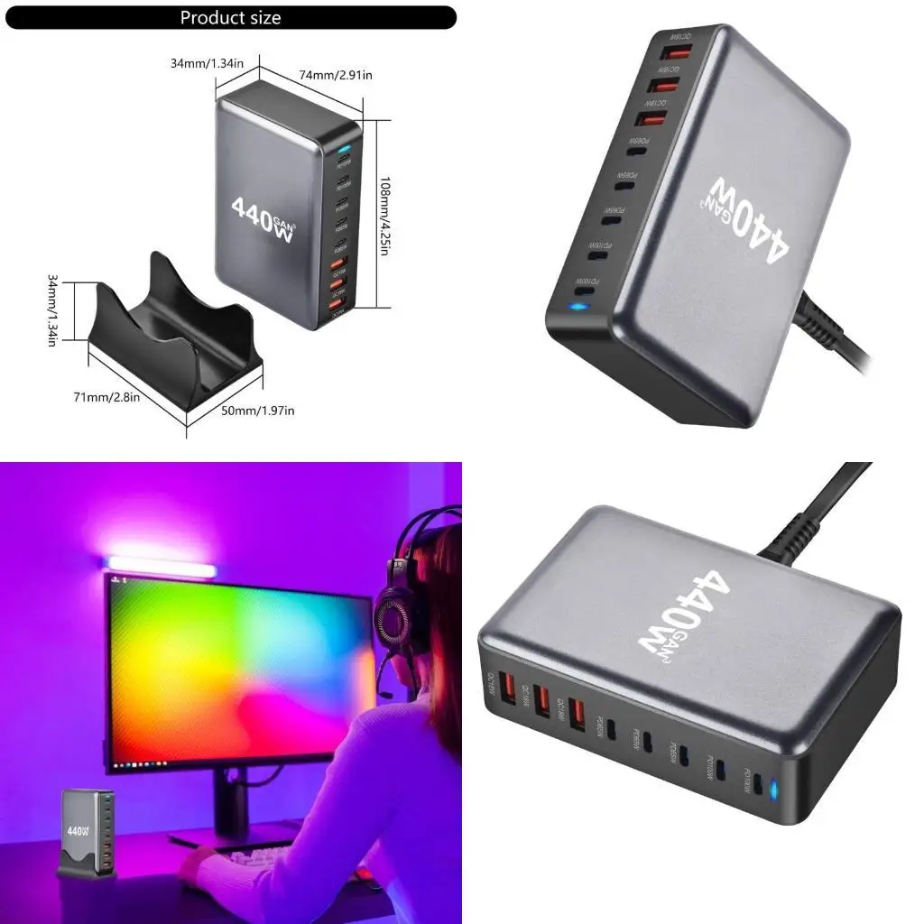 R53C Advanced USB C 440W PD with Intelligent Power Adjustment for Devices Multifunction PD Adapter
R53C Advanced USB C 440W PD with Intelligent Power Adjustment for Devices Multifunction PD Adapter