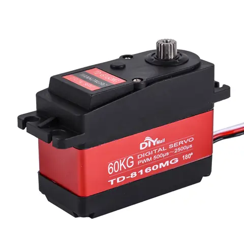 Servomotor Digital de TD-8160MG, 60KG, alto par, medio Metal, ángulo de 90/180/270/360 grados controlable para barco de coche de deriva 1:10 1:8